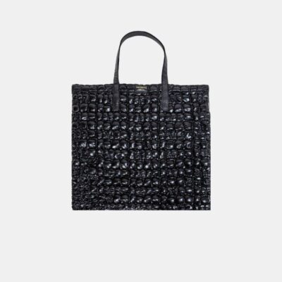 Shopping Bag Frasette in eco pelle bolle nera M