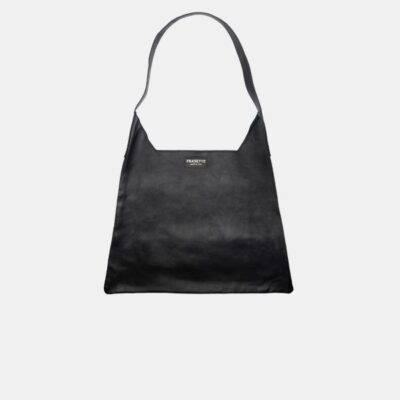 W Bag Frasette in pelle nera liscia M