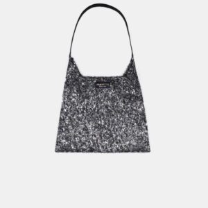 W Bag Frasette in eco pelle frufru argento nera M