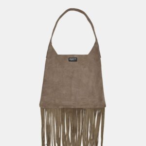 W Bag Frasette in pelle scamosciata bronzo con frange M