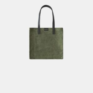 Shopping Bag Frasette in pelle scamosciata verdone graffiata S