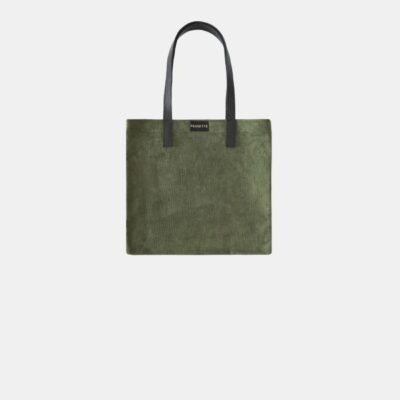 Shopping Bag Frasette in pelle scamosciata verdone graffiata S