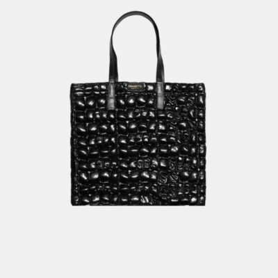 Shopping Bag Frasette in eco pelle bolle nera S