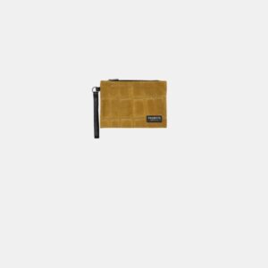 Pochette Frasette in pelle scamosciata senape stampa cocco SP
