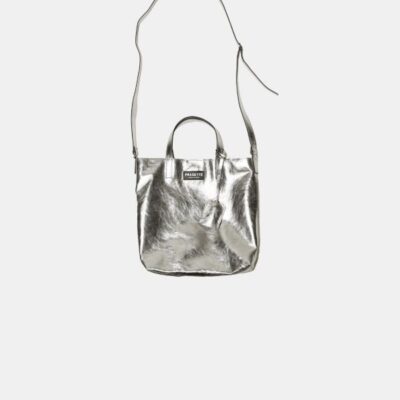 Sack Bag Frasette in pelle argento specchio S