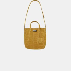 Sack Bag Frasette in pelle scamosciata senape stampa cocco S