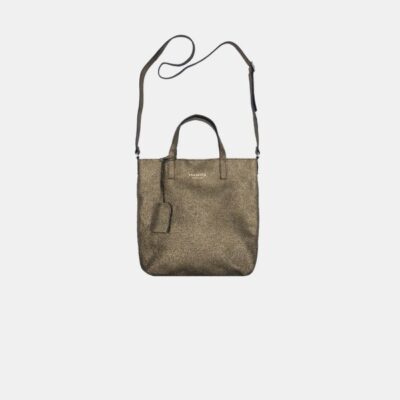 Sack Bag Frasette in pelle bronzo glitter S
