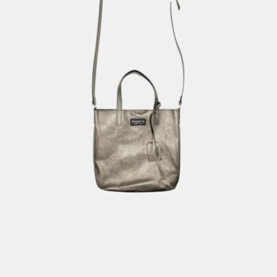 Sack Bag Frasette in pelle glitter platino S