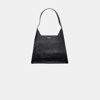 W Bag Frasette in pelle nera liscia S