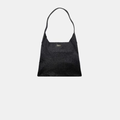 W Bag Frasette in pelle glitter nera S