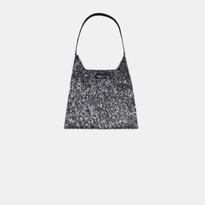 W Bag Frasette in eco pelle frufru argento nera S