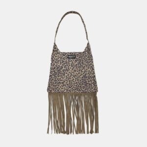 W Bag Frasette in pelle oro maculata con frange S