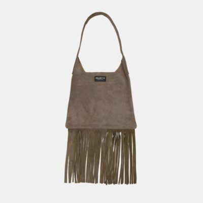 W Bag Frasette in pelle scamosciata bronzo con frange S