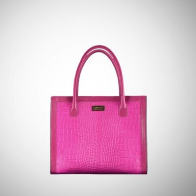 Tote bag Frasette in pelle fucsia stampa cocco S