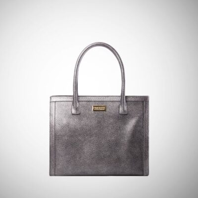 Tote bag Frasette in pelle argento vintage S