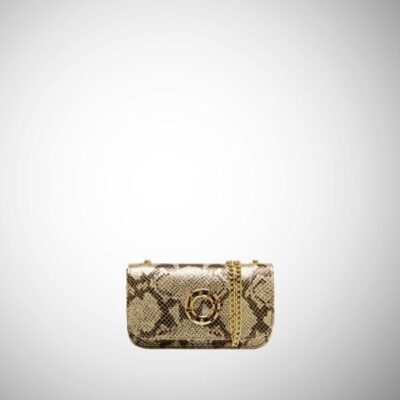 Mini bag Frasette in pelle beige stampa wild TU