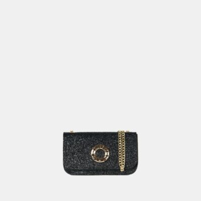 Mini bag Frasette in pelle glitter nera TU