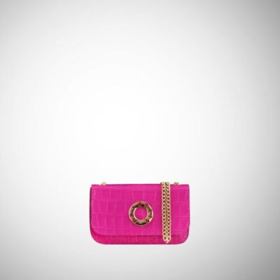 Mini bag Frasette in pelle fucsia stampa cocco TU