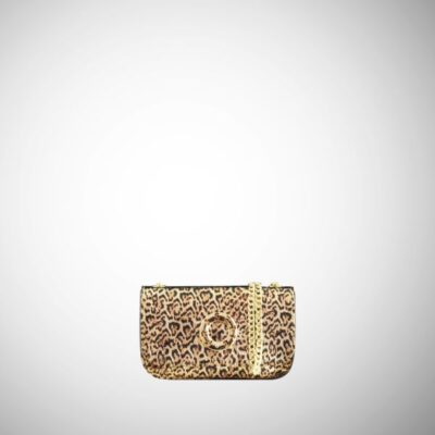 Mini bag Frasette in pelle oro stampa leopardo TU