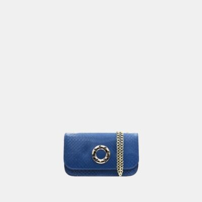 Mini bag Frasette in pelle rettile denim TU