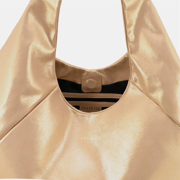 Hobo bag Frasette in pelle oro rosa L - immagine 4