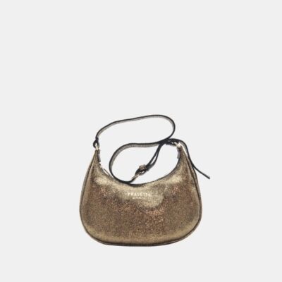 Hobo bag Frasette in pelle bronzo glitter S