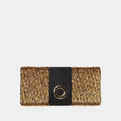 Baguette Frasette in eco pelle frufru nero oro TU