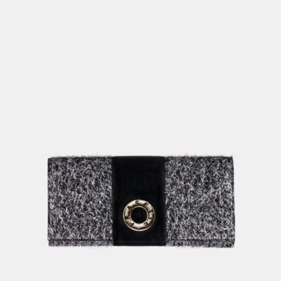 Baguette Frasette in eco pelle frufru nero argento TU