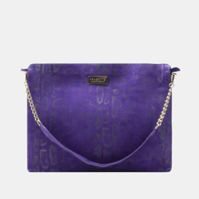 Work Bag Frasette in pelle viola stampa glitter TU