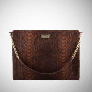 Work Bag Frasette in pelle marrone stampa animalier TU
