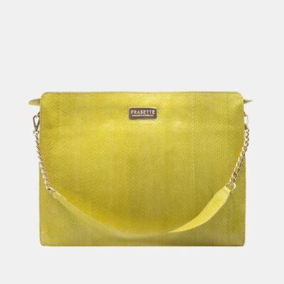 Work Bag Frasette in pelle rettile gialla TU