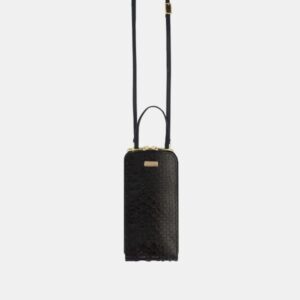 Porta cellulare Frasette in pelle rettile nera PC