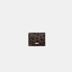 Porta tessere Frasette in pelle cavallino marrone stampa leopardo TU