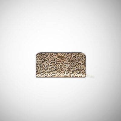 Portafoglio Frasette in pelle oro stampa leopardo TU