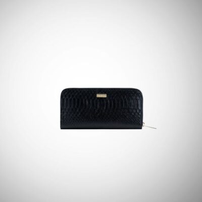 Portafoglio Frasette in pelle nera stampa wild TU