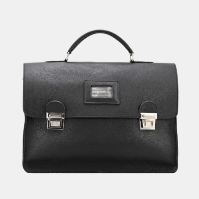 Cartella Frasette in pelle nera dollaro L