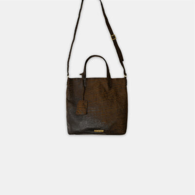 Sack Bag Frasette in pelle scamosciata marrone stampa elefante S