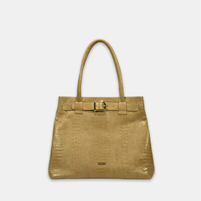 Tote bag Frasette con cinta in pelle caramello stampa cocco