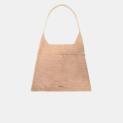 W Bag Frasette cintura in pelle scamosciata rosa stampa cocco M